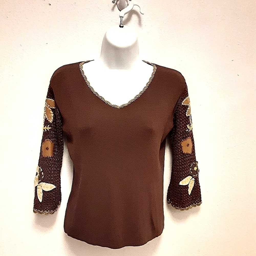 Vintage boho Joseph A. Crochet sweater